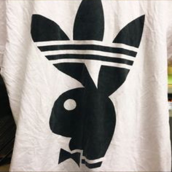 PLAYBOY ADIDAS PLAYDIDAS AINTNOBODYCOOL WHITE SHRT - Picture 2 of 3